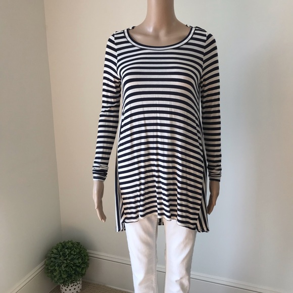 Zara Blue and White Striped Tunic - Picture 3 of 8